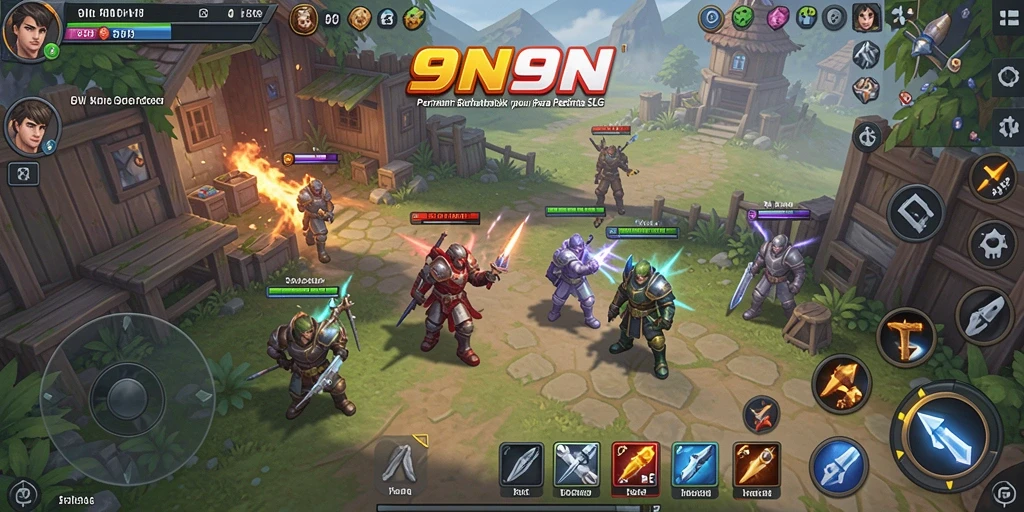 Screenshot gameplay <strong>9N9N</strong> yang menunjukkan pertempuran strategis yang intens.