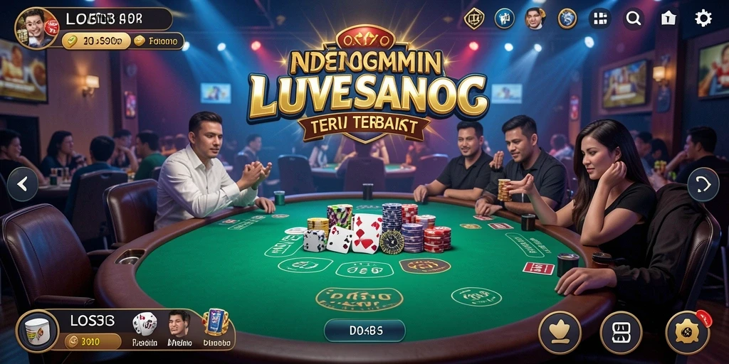 Screenshot gameplay menunjukkan dealer langsung dan suasana kasino yang nyata.